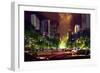 Digital Painting of Bright Color Fountain in the Park at Night,Illustration-Tithi Luadthong-Framed Art Print