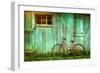 Digital Painting of Old Bicycle against Grungy Barn-Sandra Cunningham-Framed Art Print