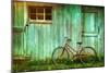 Digital Painting of Old Bicycle against Grungy Barn-Sandra Cunningham-Mounted Art Print