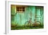 Digital Painting of Old Bicycle against Grungy Barn-Sandra Cunningham-Framed Art Print