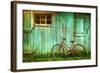 Digital Painting of Old Bicycle against Grungy Barn-Sandra Cunningham-Framed Art Print