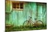 Digital Painting of Old Bicycle against Grungy Barn-Sandra Cunningham-Mounted Art Print