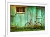 Digital Painting of Old Bicycle against Grungy Barn-Sandra Cunningham-Framed Art Print