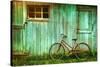 Digital Painting of Old Bicycle against Grungy Barn-Sandra Cunningham-Stretched Canvas