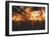 Digital Painting Showing Cheering Crowd at Concert,Illustration-Tithi Luadthong-Framed Art Print