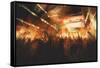 Digital Painting Showing Cheering Crowd at Concert,Illustration-Tithi Luadthong-Framed Stretched Canvas