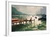 Digital Painting Showing Fishing Boats at Harbor,Illustration-Tithi Luadthong-Framed Art Print