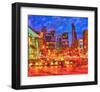 Digital Render-Night Cityscape-null-Framed Art Print