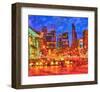 Digital Render-Night Cityscape-null-Framed Art Print