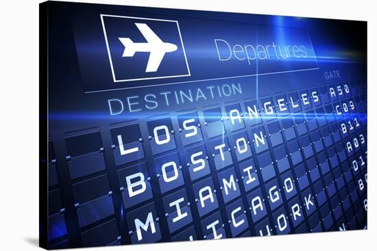 Digitally Generated Blue Departures Board for American Cities-Wavebreak Media Ltd-Stretched Canvas