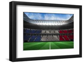 Digitally Generated France National Flag against Large Football Stadium-Wavebreak Media Ltd-Framed Photographic Print