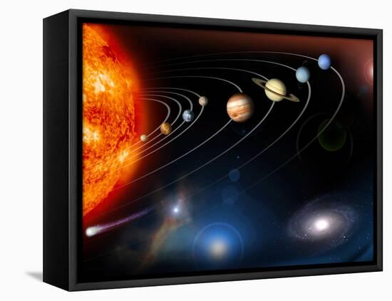 Digitally Generated Image of Our Solar System And Points Beyond-Stocktrek Images-Framed Stretched Canvas