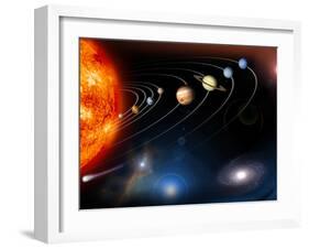 Digitally Generated Image of Our Solar System And Points Beyond-Stocktrek Images-Framed Photographic Print