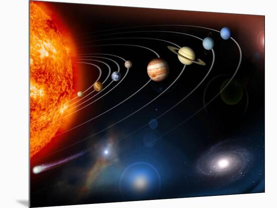 Digitally Generated Image of Our Solar System And Points Beyond-Stocktrek Images-Mounted Photographic Print