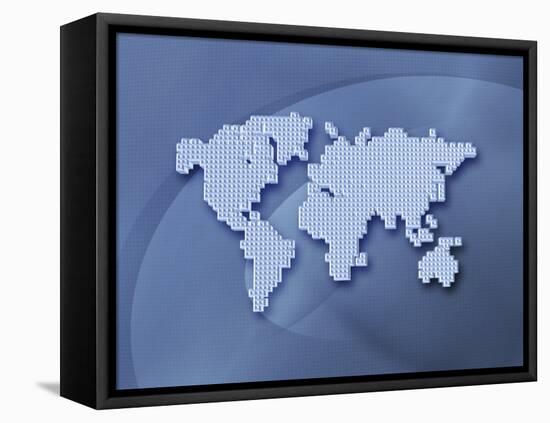 Digitally Generated Image of the World in Pixels-null-Framed Stretched Canvas