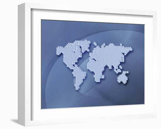 Digitally Generated Image of the World in Pixels-null-Framed Photographic Print