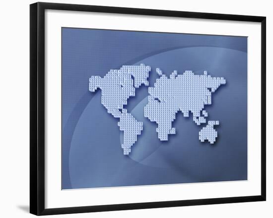 Digitally Generated Image of the World in Pixels-null-Framed Photographic Print