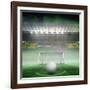 Digitally Generated White Leather Football against Vast Football Stadium for World Cup-Wavebreak Media Ltd-Framed Photographic Print