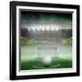 Digitally Generated White Leather Football against Vast Football Stadium for World Cup-Wavebreak Media Ltd-Framed Photographic Print