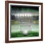 Digitally Generated White Leather Football against Vast Football Stadium for World Cup-Wavebreak Media Ltd-Framed Photographic Print