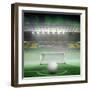 Digitally Generated White Leather Football against Vast Football Stadium for World Cup-Wavebreak Media Ltd-Framed Photographic Print