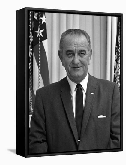 Digitally Restored American History Photo of President Lyndon B. Johnson-null-Framed Stretched Canvas