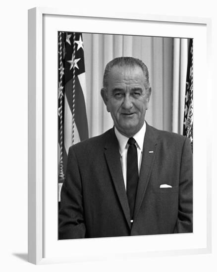 Digitally Restored American History Photo of President Lyndon B. Johnson-null-Framed Photographic Print