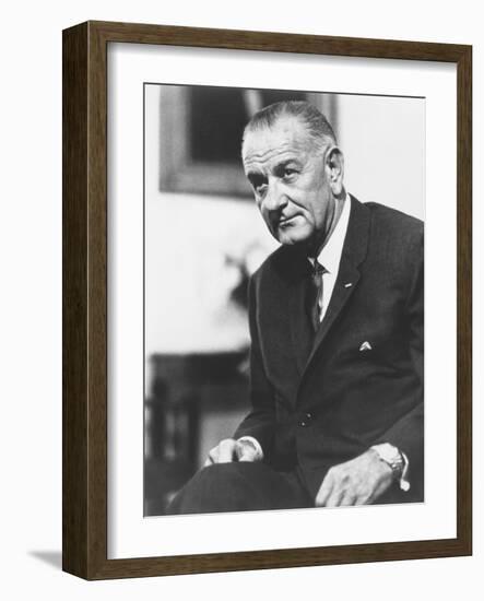 Digitally Restored American History Photo of President Lyndon B. Johnson-null-Framed Photographic Print