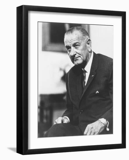 Digitally Restored American History Photo of President Lyndon B. Johnson-null-Framed Photographic Print