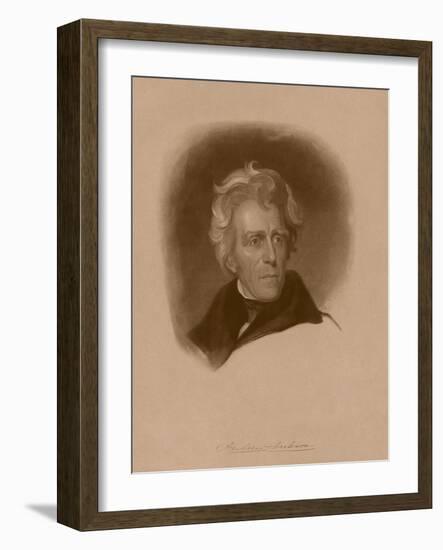 Digitally Restored American History Portrait of President Andrew Jackson-null-Framed Art Print