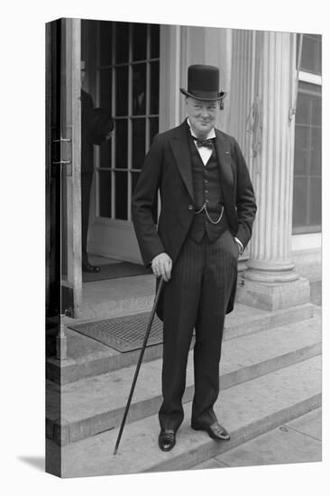 Digitally Restored English History Photo of Winston Churchill-null-Stretched Canvas