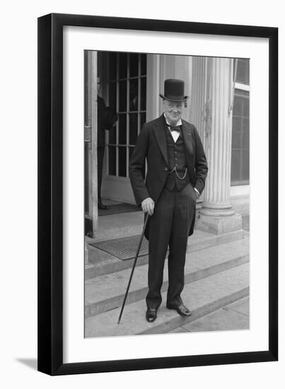 Digitally Restored English History Photo of Winston Churchill-null-Framed Premium Photographic Print