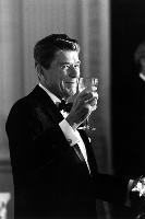 Digitally Restored Photo of President Ronald Reagan Making a Toast-null-Framed Art Print