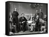 Digitally Restored Picture of President Lincoln Reading Emancipation Proclamation-Stocktrek Images-Framed Stretched Canvas