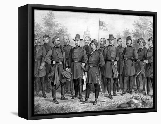 Digitally Restored Print Featuring Famous Union Generals of the Civil War-Stocktrek Images-Framed Stretched Canvas