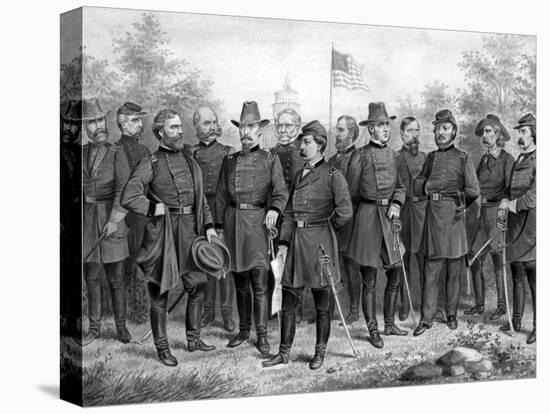 Digitally Restored Print Featuring Famous Union Generals of the Civil War-Stocktrek Images-Stretched Canvas