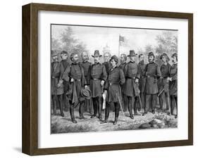 Digitally Restored Print Featuring Famous Union Generals of the Civil War-Stocktrek Images-Framed Photographic Print