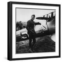 Digitally Restored Vector Artwork of Eddie Rickenbacker Standing Next His Fighter Plane-Stocktrek Images-Framed Photographic Print