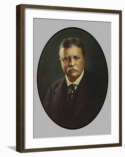 Digitally Restored Vector Painting of President Theodore Roosevelt-Stocktrek Images-Framed Photographic Print