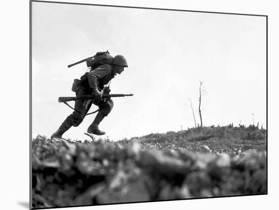 Digitally Restored Vector Photo of a Marine Making a Dash-Stocktrek Images-Mounted Photographic Print