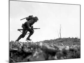 Digitally Restored Vector Photo of a Marine Making a Dash-Stocktrek Images-Mounted Photographic Print