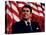 Digitally Restored Vector Photo of President Ronald Reagan in Front of American Flag-Stocktrek Images-Stretched Canvas