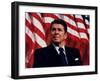 Digitally Restored Vector Photo of President Ronald Reagan in Front of American Flag-Stocktrek Images-Framed Premium Photographic Print