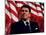 Digitally Restored Vector Photo of President Ronald Reagan in Front of American Flag-Stocktrek Images-Mounted Premium Photographic Print