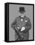 Digitally Restored Vector Photo of Sir Winston Churchill with a Tommy Gun-Stocktrek Images-Framed Stretched Canvas