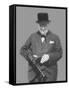 Digitally Restored Vector Photo of Sir Winston Churchill with a Tommy Gun-Stocktrek Images-Framed Stretched Canvas