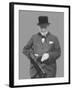 Digitally Restored Vector Photo of Sir Winston Churchill with a Tommy Gun-Stocktrek Images-Framed Premium Photographic Print