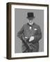 Digitally Restored Vector Photo of Sir Winston Churchill with a Tommy Gun-Stocktrek Images-Framed Photographic Print