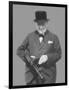 Digitally Restored Vector Photo of Sir Winston Churchill with a Tommy Gun-Stocktrek Images-Framed Photographic Print