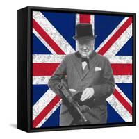 Digitally Restored Vector Photo of Sir WInston Churchill-Stocktrek Images-Framed Stretched Canvas
